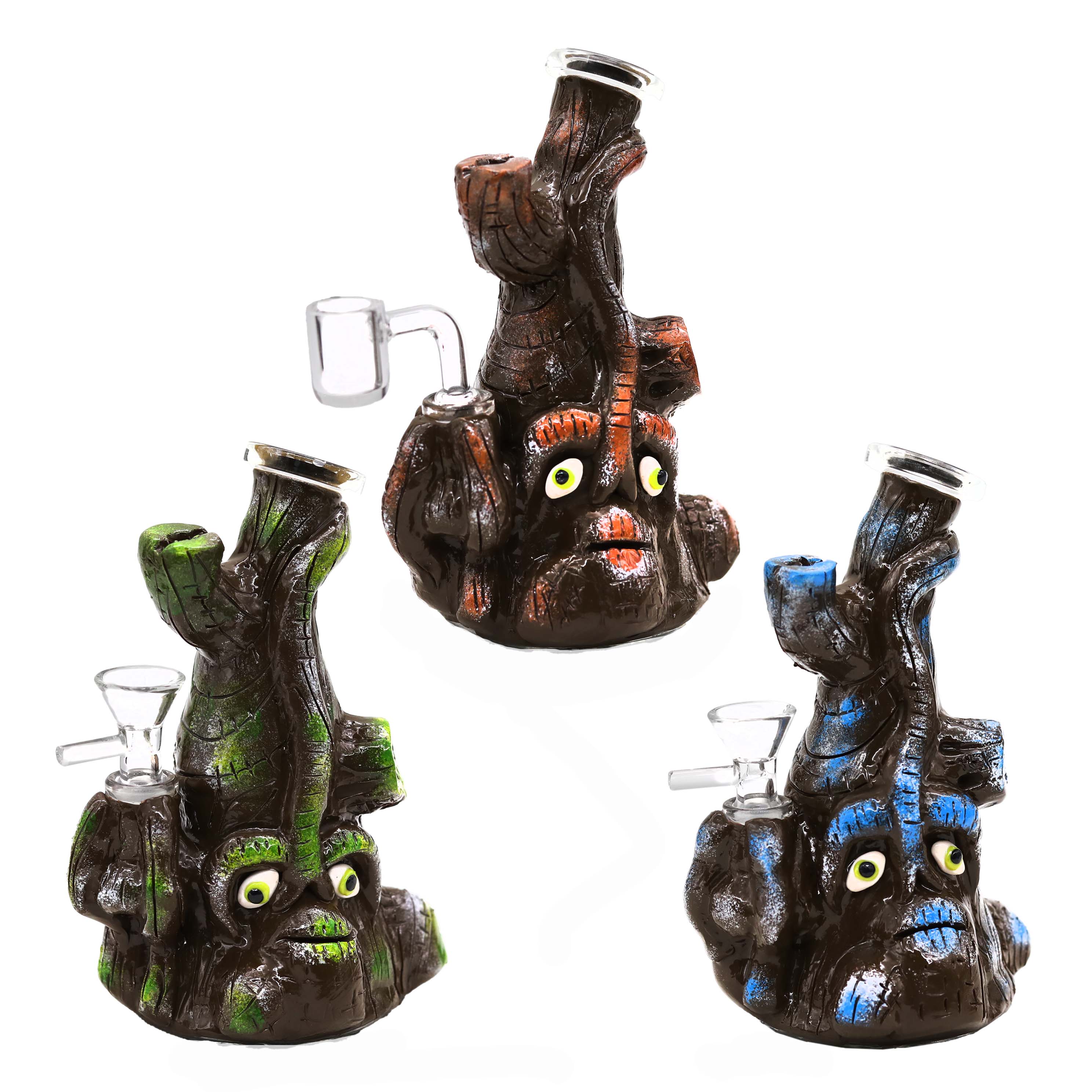 Cignature Tree Bark Faced Hand Painted Waterpipe (FGP3772) | 7 inch product image